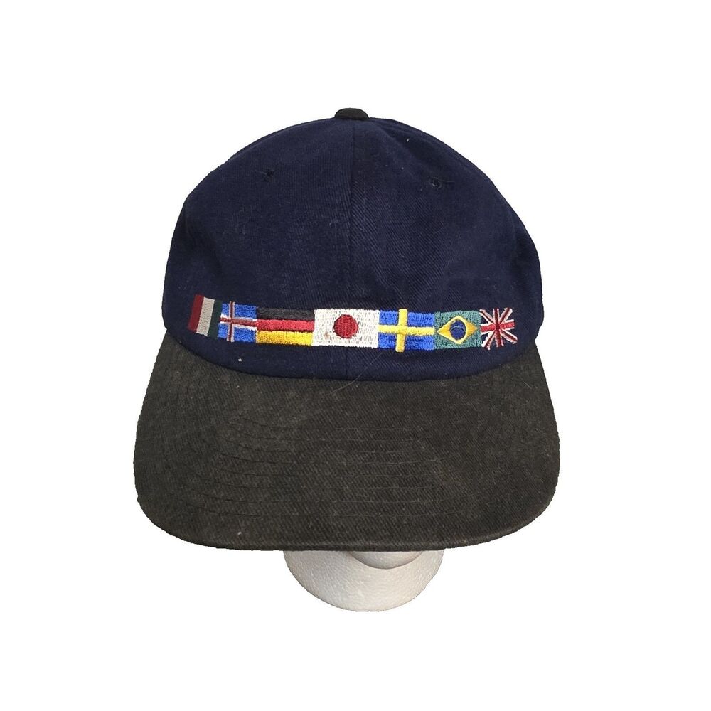 Vintage Champion Atlanta Olympics 1996 Country Flags Snapback OSFM Hat Blue
